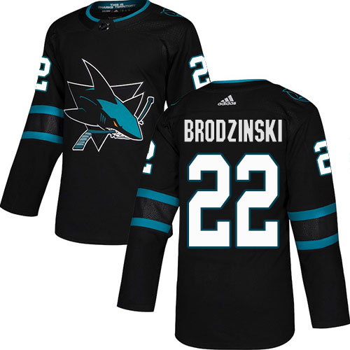 Adidas San Jose Sharks #22 Jonny Brodzinski Black Alternate Authentic Stitched Youth NHL Jersey